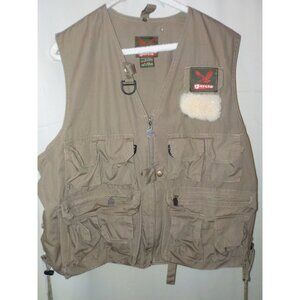 Vintage 1980's Garcia Fishing Hunting 17 Pockets Vest Adjustable OSFA Taupe